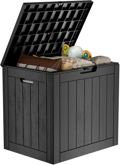 35 Gallon Outdoor Deck Box Lockable Waterproof Storage Black