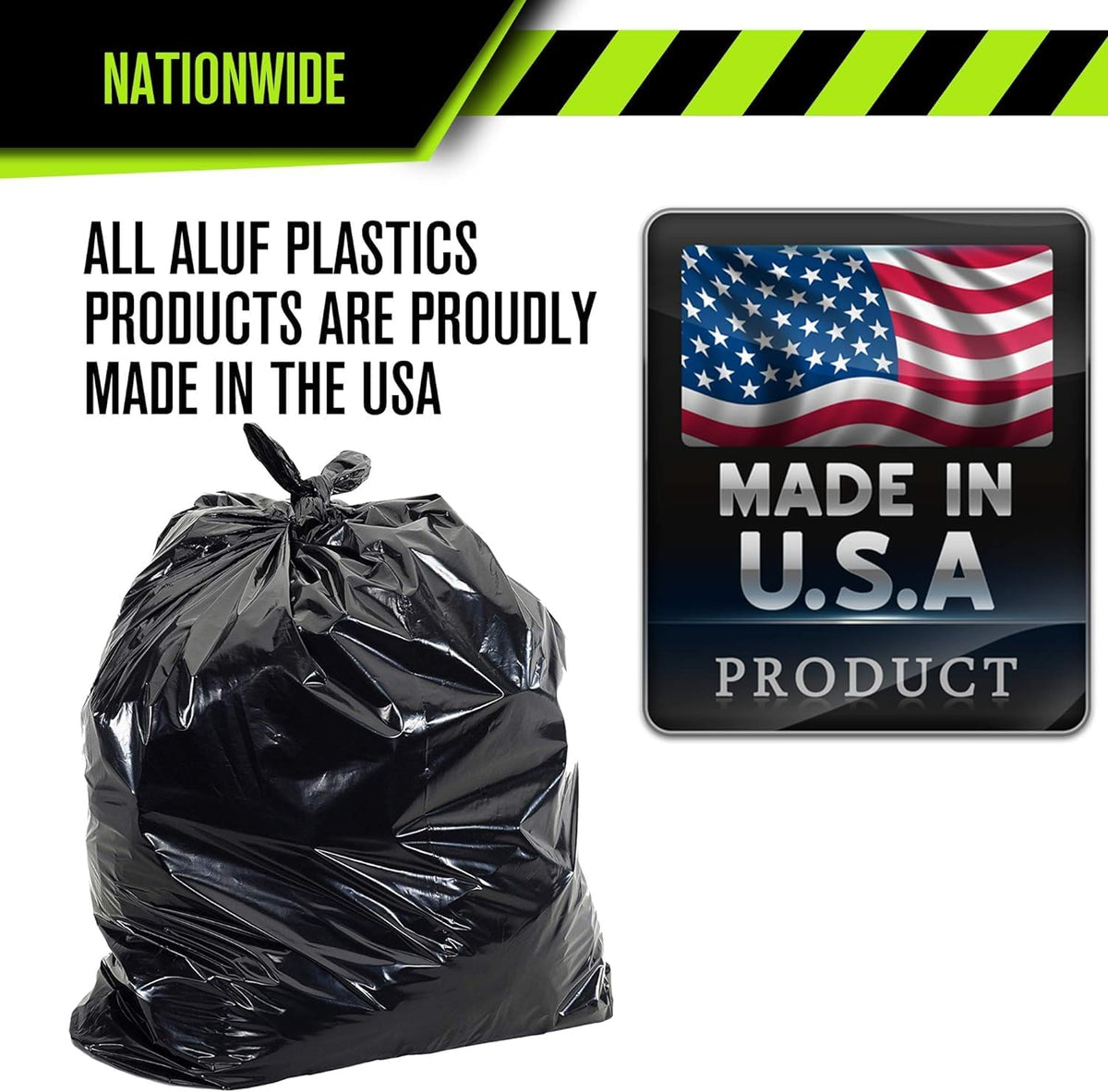 Aluf Plastics 55 Gallon Trash Bags Heavy Duty - (Huge) - 2.0 MIL Thick (equiv) - 38" x 58" - Garbage Bags for Toter, Contractors, Lawn, Leaf, Yard Waste, Kitchen, Industrial, Black, 50 Pack