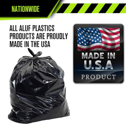 Aluf Plastics 55 Gallon Trash Bags Heavy Duty - (Huge) - 2.0 MIL Thick (equiv) - 38" x 58" - Garbage Bags for Toter, Contractors, Lawn, Leaf, Yard Waste, Kitchen, Industrial, Black, 50 Pack