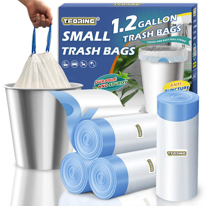 Small Trash Bags 4 Gallon Drawstring,1.1 Mil,Unscented,120 Count