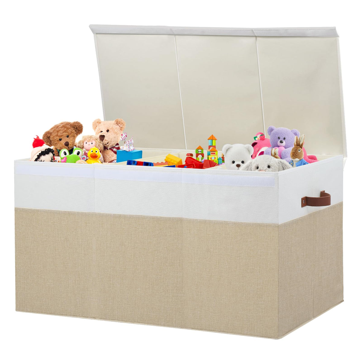 Large Toy Storage Box with Lid, Toy Chest Bin Boxes Basket with Dividers