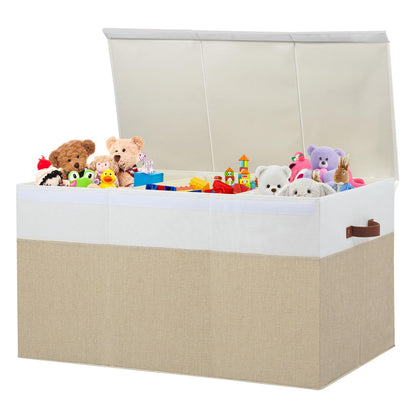 Large Toy Storage Box with Lid, Toy Chest Bin Boxes Basket with Dividers