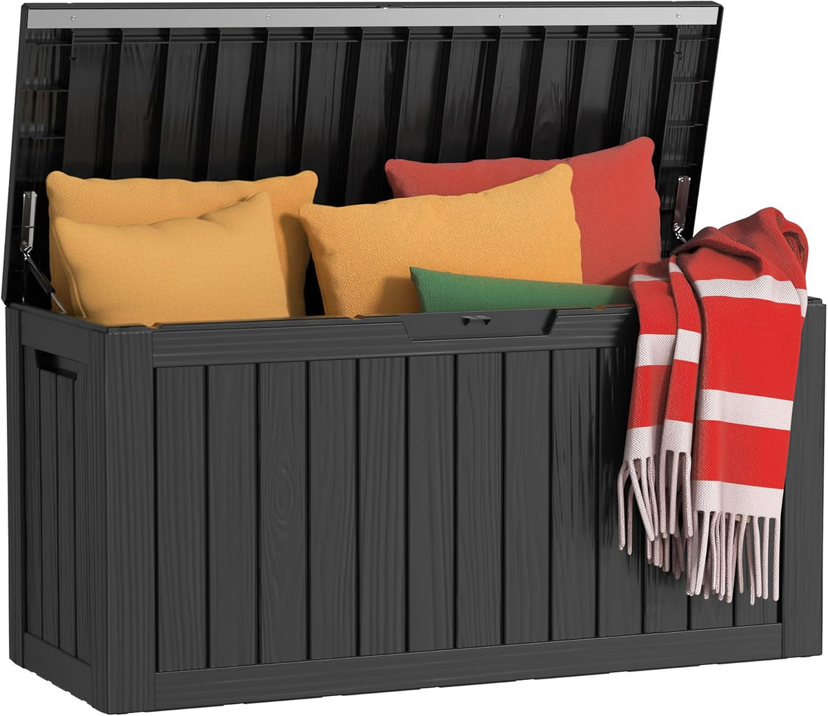 35 Gallon Outdoor Deck Box Lockable Waterproof Storage Black