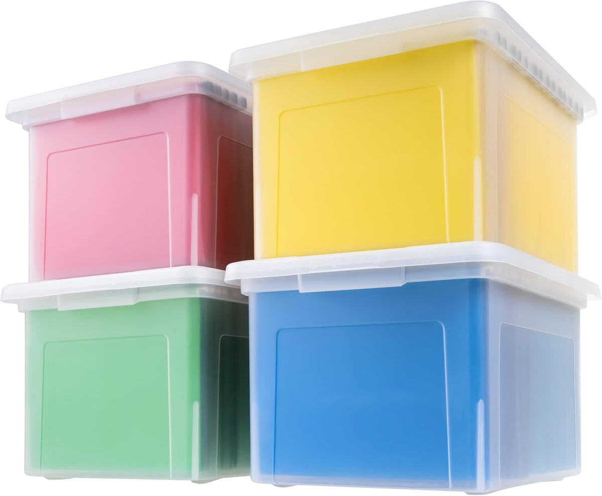 IRIS USA 4-Pack 35 Qt File Box, Letter/Legal Hanging File Storage, Clear