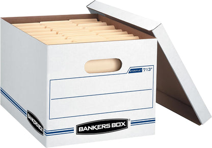 Bankers Box 12-Pack Basic-Duty File Storage Box with Lid, Letter/Legal