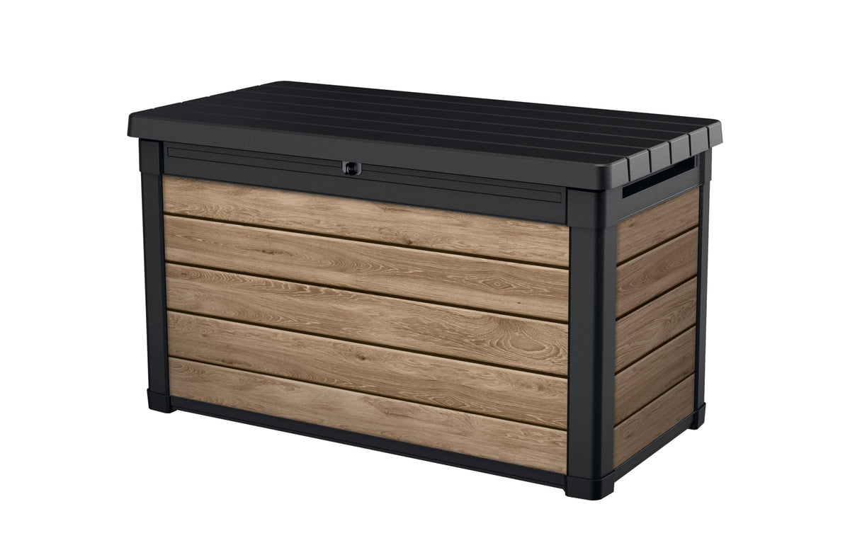 Keter Premium Everwood 50 Gal Outdoor Storage Box and Patio Side Table