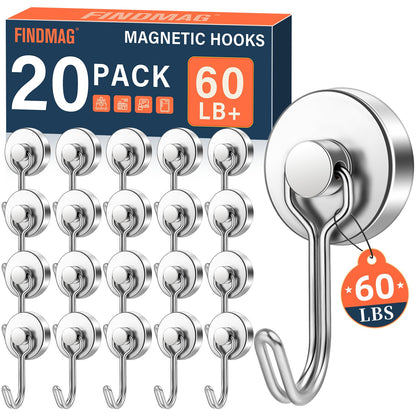 FINDMAG Magnetic Hooks for Cruise Cabins, 6 Pack 30 LB+ Magnet Hooks