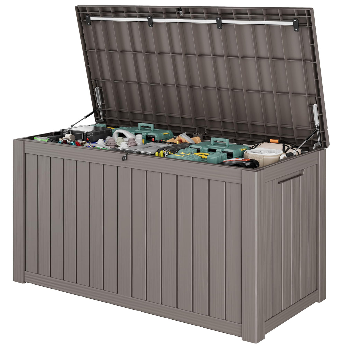 Outdoor Storage Waterproof Deck Box for Patio (45 Gallon, Grey)