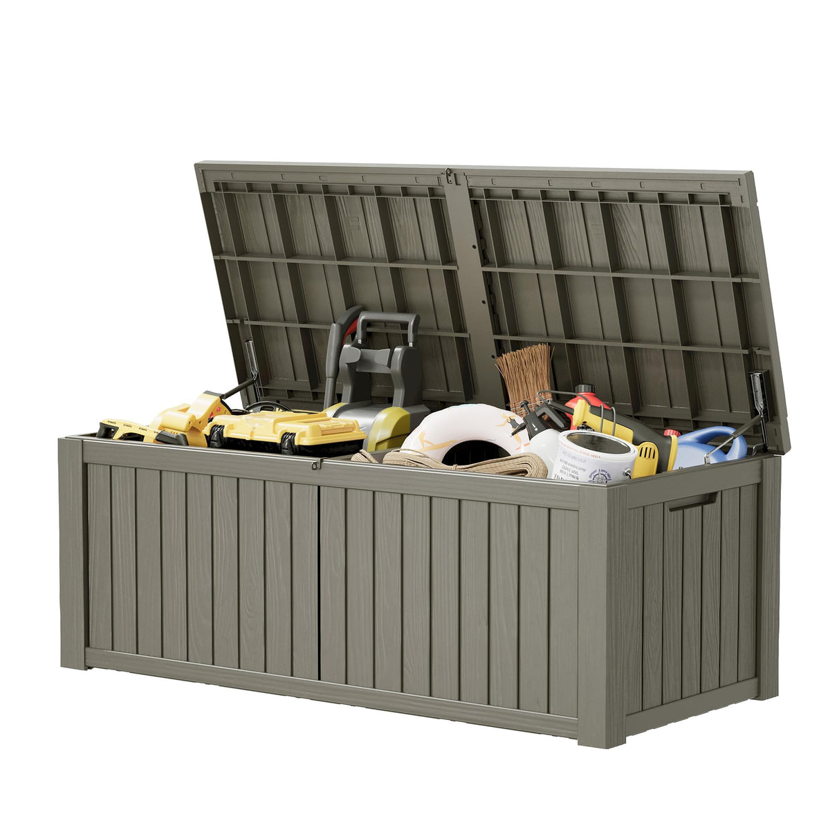 Outdoor Storage Box, Resin Deck Boxes outdoor, Waterproof Storage Box Lockable Lid (Black, 50 Gallon)