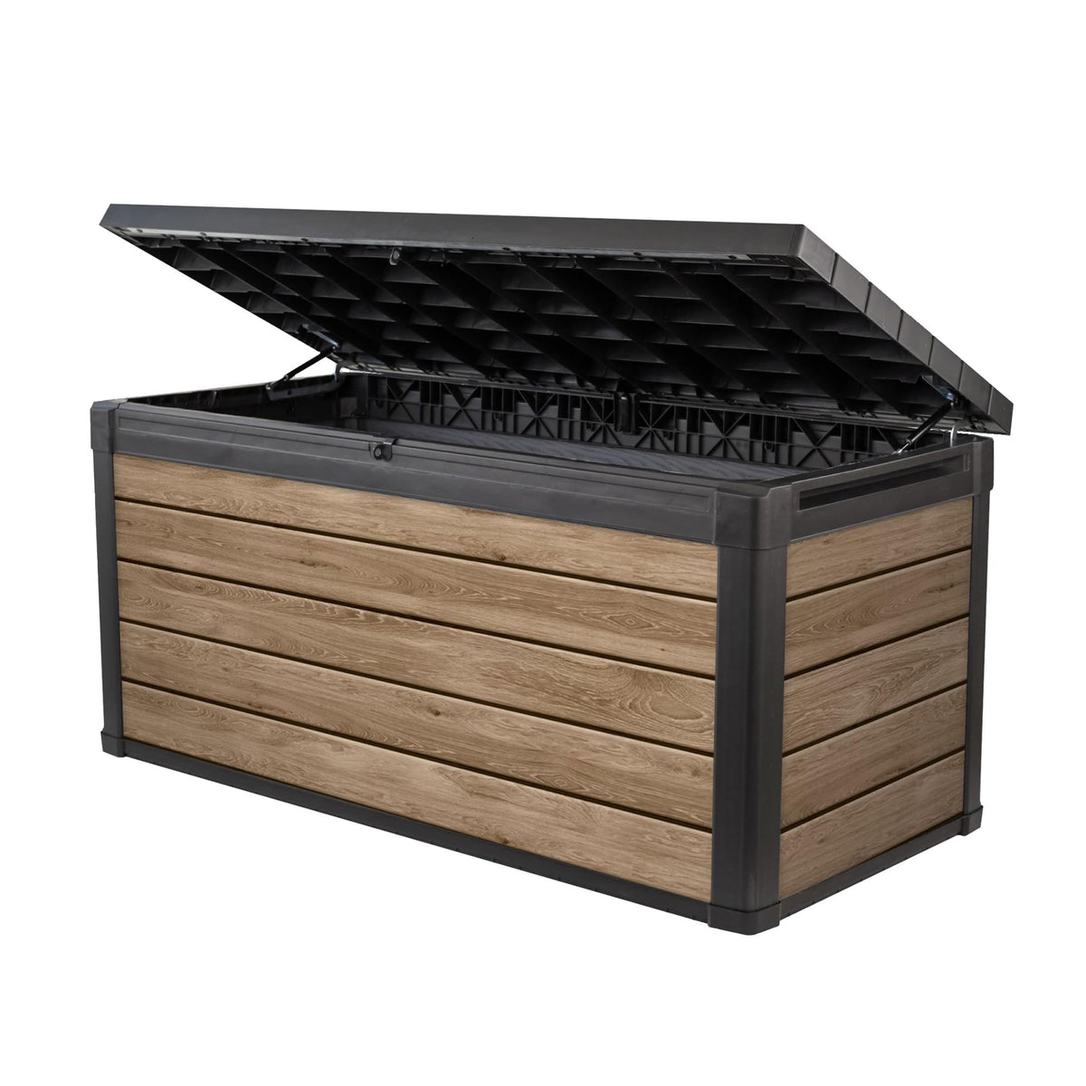 Keter Premium Everwood 50 Gal Outdoor Storage Box and Patio Side Table