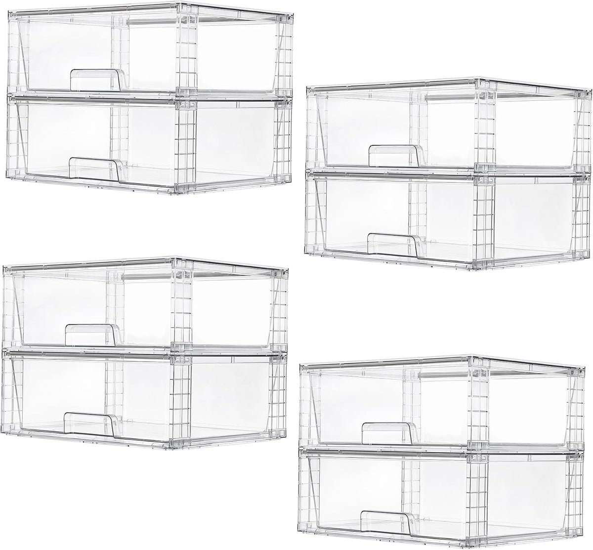 Vtopmart 4 Pack Large Stackable Storage Drawers, Clear