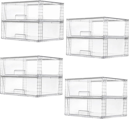 Vtopmart 4 Pack Large Stackable Storage Drawers, Clear