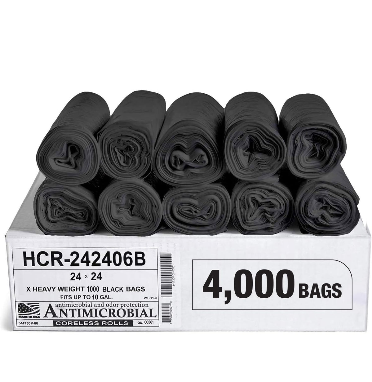 Aluf Plastics 60 Gal Black Trash Bags, 22 Micron (EQ.), 38" x 60" (150 Pk)