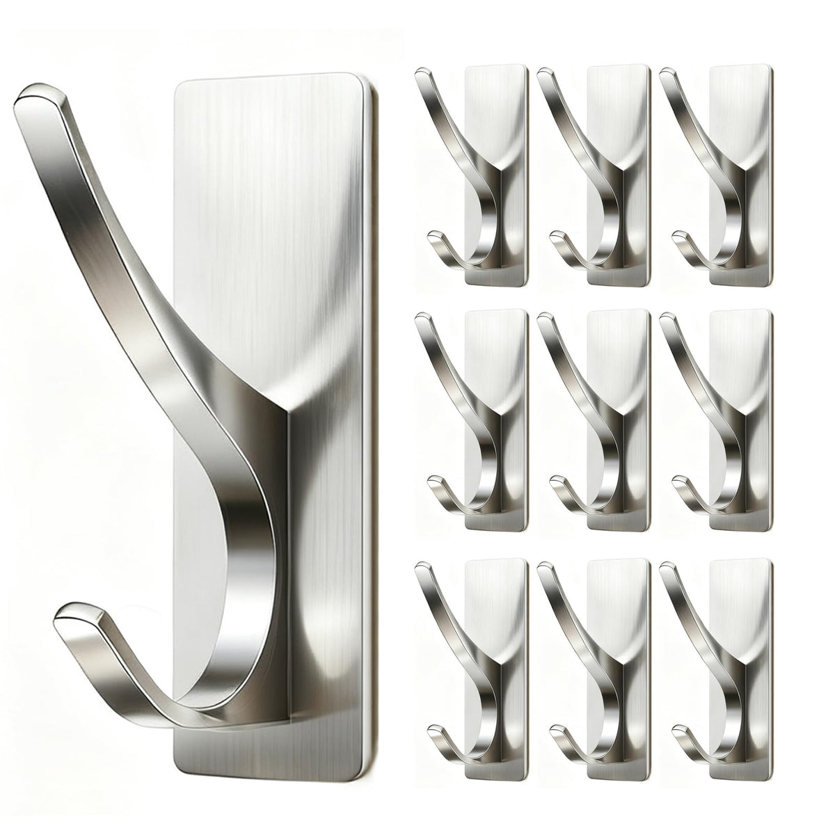 pickpiff White Self-Adhesive Hook, 13LB Hanger for Coat/Towel, 4-Pack