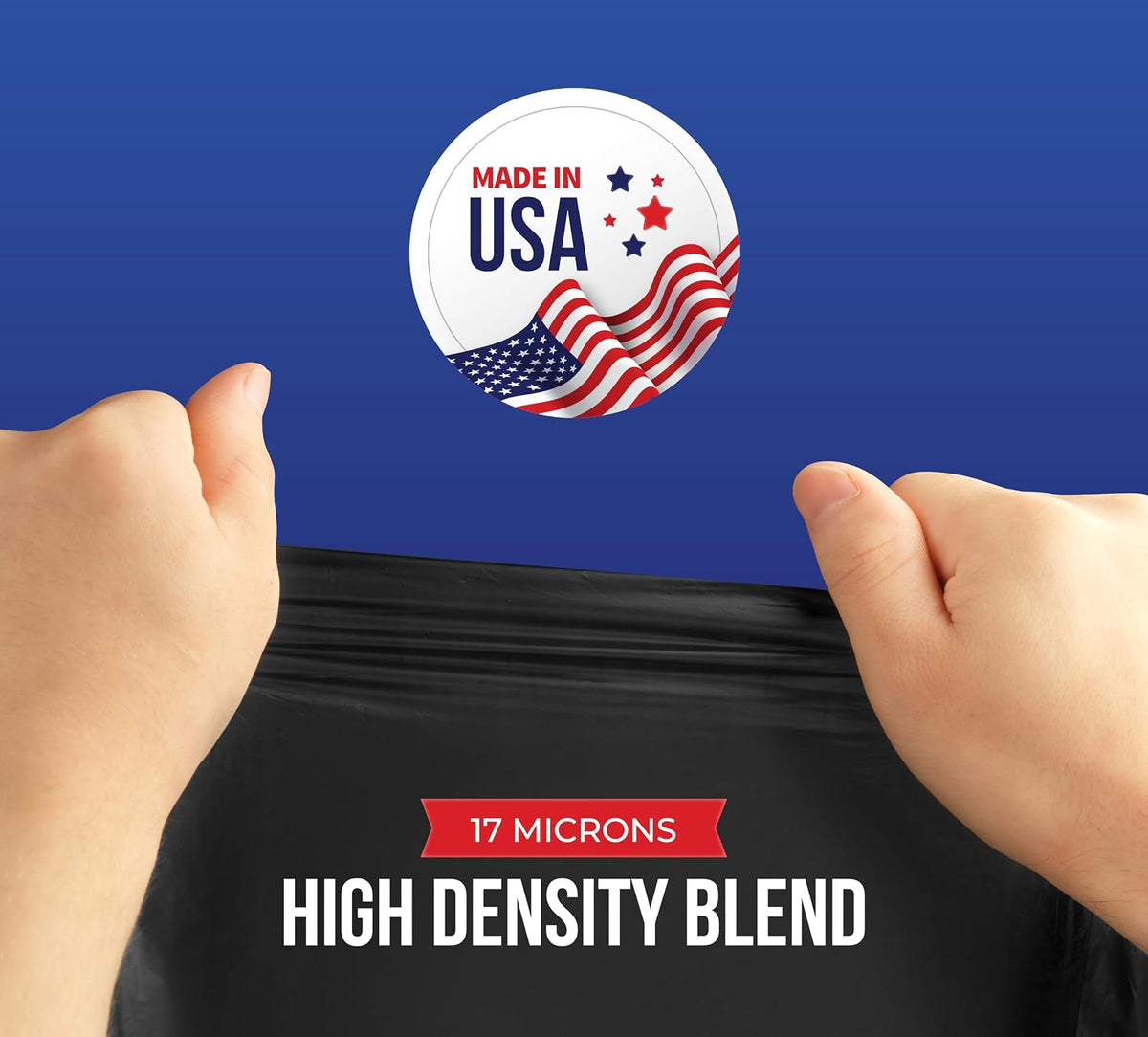 55-60 Gallon Trash Bags Heavy Duty, Bulk 150 Pack Large Black, Made in USA