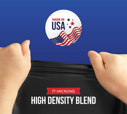 55-60 Gallon Trash Bags Heavy Duty, Bulk 150 Pack Large Black, Made in USA