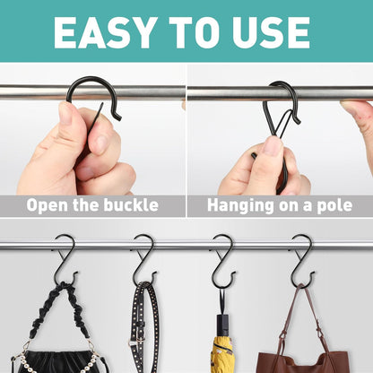 20 Pcs S Hooks for Hanging Heavy Duty, Metal S Hook with Safety Buckle