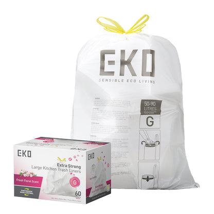 EKO 20 Gallon Extra-Strong XL Tall Kitchen Trash Bags, Code G, 110 ct