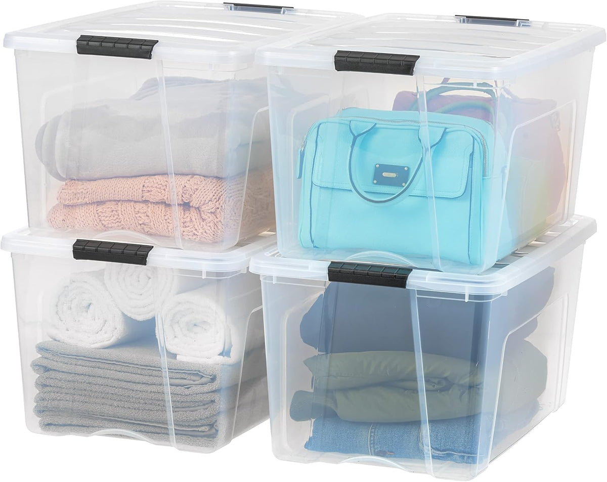 IRIS USA 4-Pack 72 Quart Storage Bins with Lids, Clear