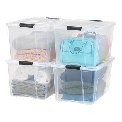 IRIS USA 4-Pack 32 Quart Storage Bins with Lids, Clear