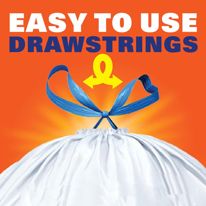 Hefty Strong 13G Tall Kitchen Trash Bags, White, Unscented, 90ct