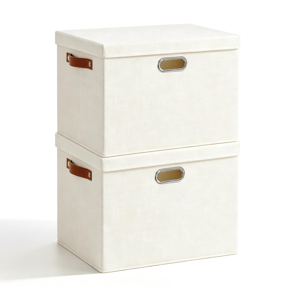 17" Large Fabric Storage Box with Lids, 3-Pack, Gray