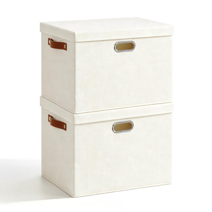 17" Large Fabric Storage Box with Lids, 3-Pack, Gray
