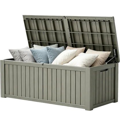 Outdoor Storage Waterproof Deck Box for Patio (45 Gallon, Grey)