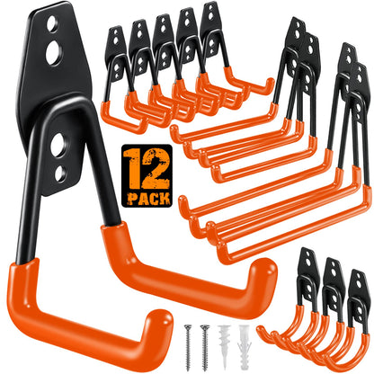 HUPBIPY 12 Pack Garage Hooks Heavy Duty, Wall Mount Ladder Hooks