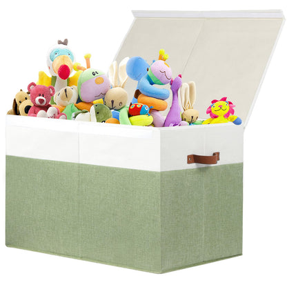 Large Toy Storage Box with Lid, Toy Chest Bin Boxes Basket with Dividers
