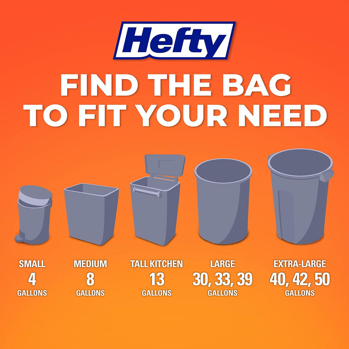 Hefty 4 Gallon Small Trash Bags, White, Fabuloso Lavender Scent, 52ct