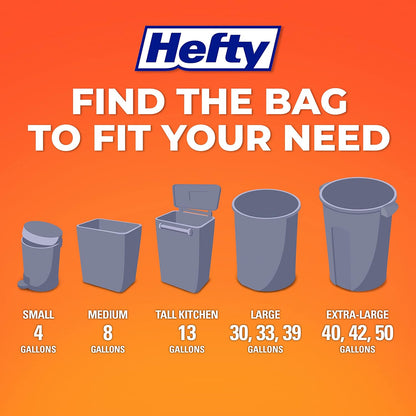 Hefty 4 Gallon Small Trash Bags, White, Ocean Water Scent, 52ct
