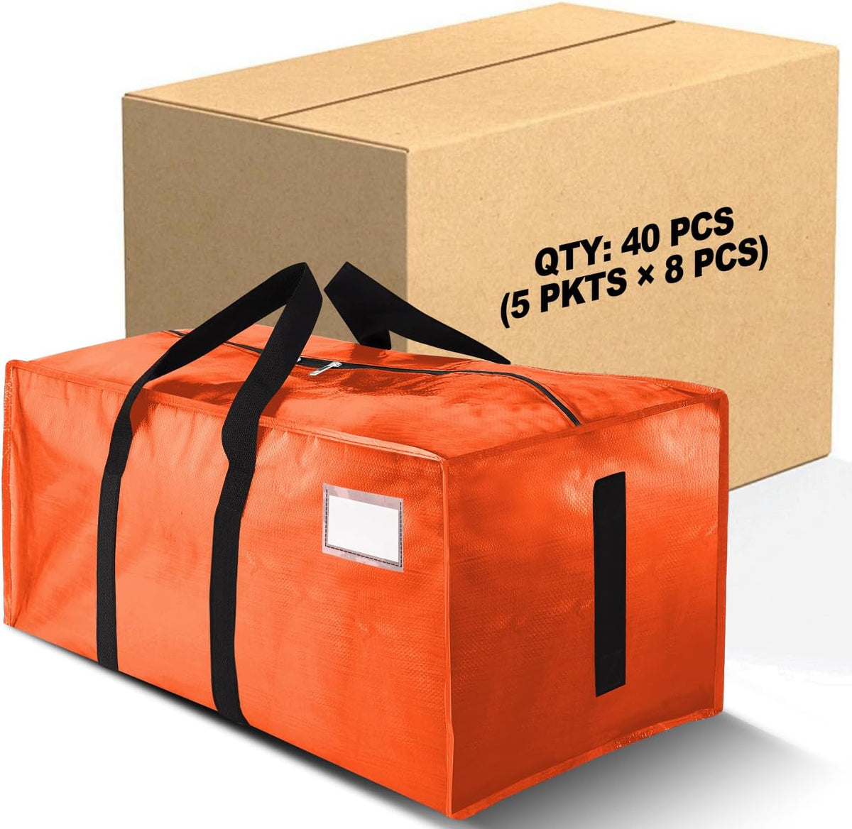 HOMESURE Supports 200lbs Heavy Duty Moving Bags - Strong Zipper & Wrap-Around Handles - Water-Resistant Storage Totes, Durable Alternative to Moving Boxes - 8 Pack - Semi-Transparent