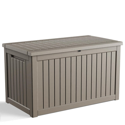 DRATO 135 Gallon Deck Boxes Outdoor Waterproof Storage Box with Wheels