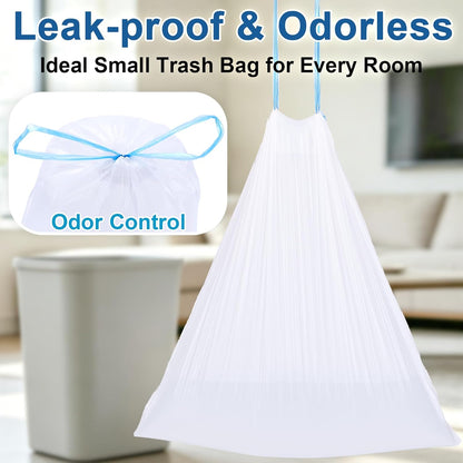 BYSNOW 4 Gallon 200 Counts Small Trash Bags, White Drawstring Garbage Bags