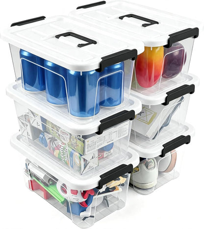 NUMIFUN 7Qt Clear Plastic Storage Bins with Lids,Transparent Design,6 Pack