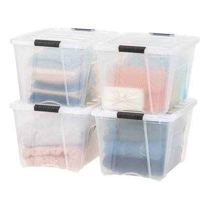 IRIS USA 4-Pack 13 Quart Storage Bins with Lids, Clear