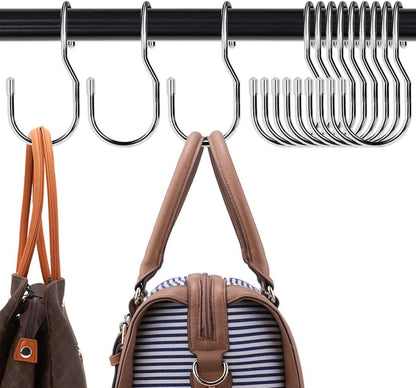 Purse Hanger for Closet, Unique Twist Design Bag Hanger Purse Hooks, 5 inch Large Size Closet Rod Hooks for Hanging Bags, Purses, Handbags, Belts, Scarves, Hats,Clothes, Pans and Pots (12 Pack Black)
