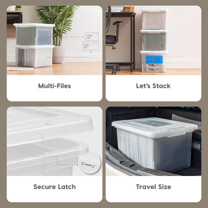 IRIS USA 35 Qt. Letter/Legal File Box with Latching Lid, Clear