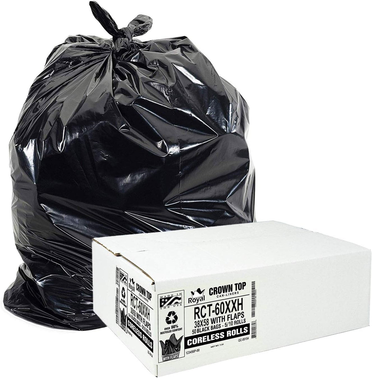 Aluf Plastics 55 Gallon Trash Bags Heavy Duty - (Huge) - 2.0 MIL Thick (equiv) - 38" x 58" - Garbage Bags for Toter, Contractors, Lawn, Leaf, Yard Waste, Kitchen, Industrial, Black, 50 Pack