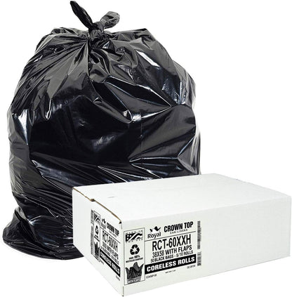 Aluf Plastics 55 Gallon Trash Bags Heavy Duty - (Huge) - 2.0 MIL Thick (equiv) - 38" x 58" - Garbage Bags for Toter, Contractors, Lawn, Leaf, Yard Waste, Kitchen, Industrial, Black, 50 Pack