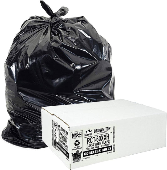 Aluf Plastics 55 Gallon Trash Bags Heavy Duty - (Huge) - 2.0 MIL Thick (equiv) - 38" x 58" - Garbage Bags for Toter, Contractors, Lawn, Leaf, Yard Waste, Kitchen, Industrial, Black, 50 Pack