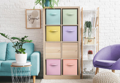 Sorbus Cube Storage Bin, Fabric, 6 Pack (11 Inch, Pastel Multi-Color)