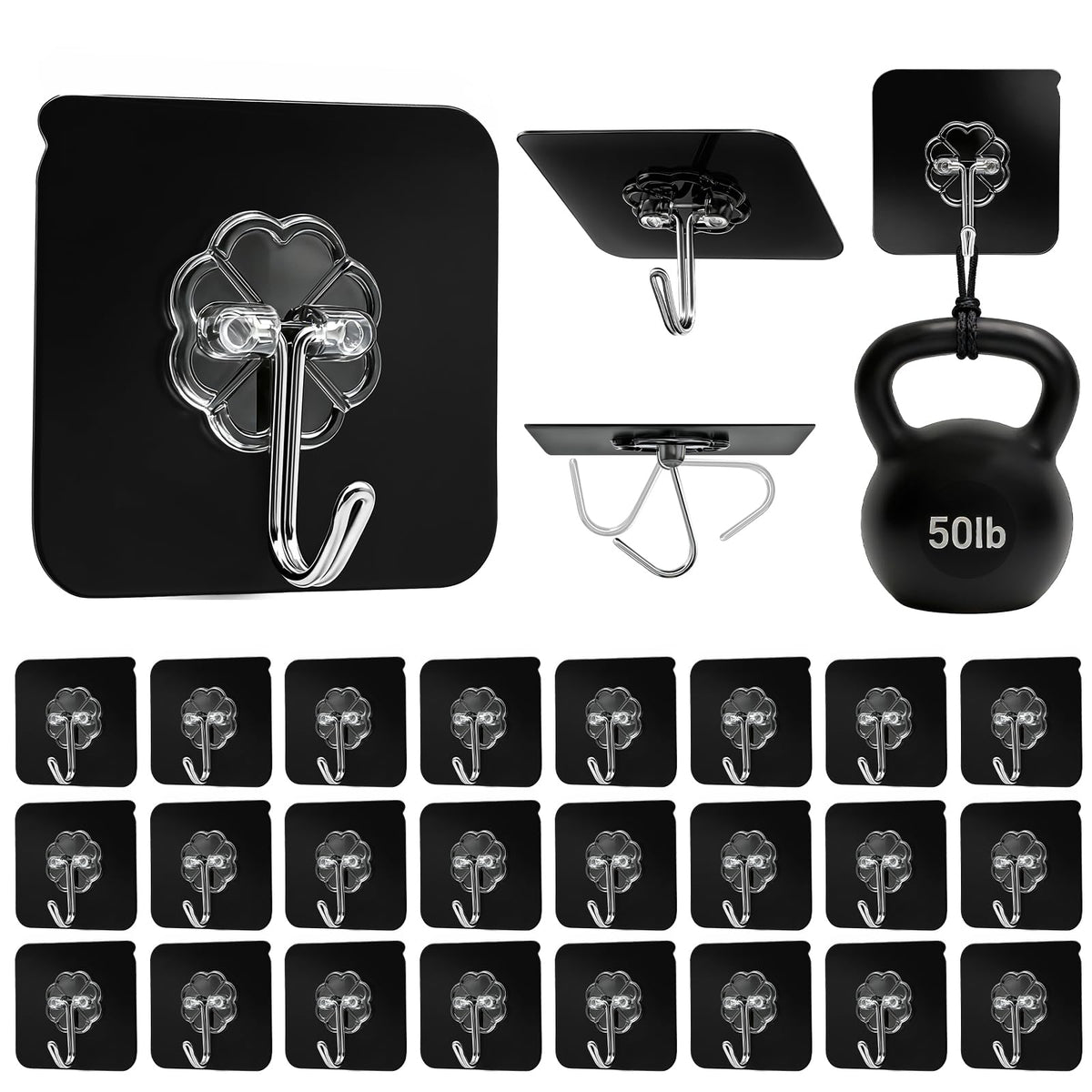 DDMY Clear Adhesive Hooks Heavy Duty Walls Hook 36 Pack for Hanging