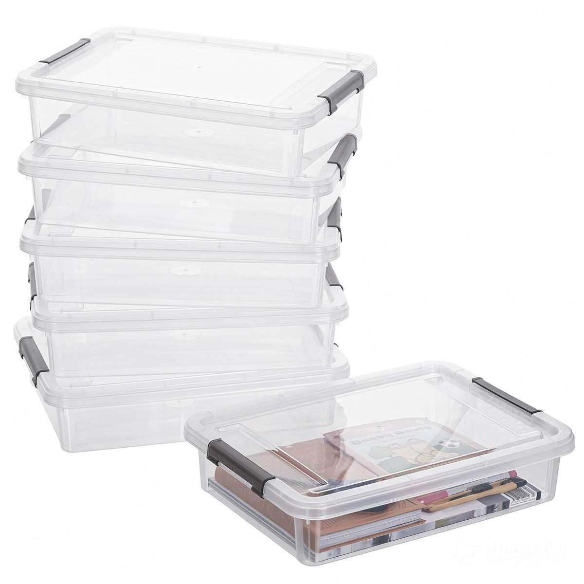 Citylife 3PC Storage Bins with Lids, Stackable Plastic Box, Paper Storage