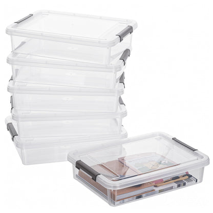 Citylife 3PC Storage Bins with Lids, Stackable Plastic Box, Paper Storage