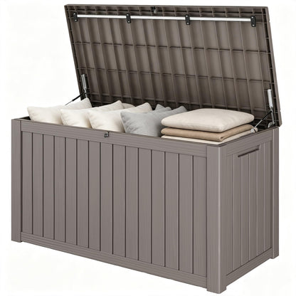 Outdoor Storage Waterproof Deck Box for Patio (45 Gallon, Grey)