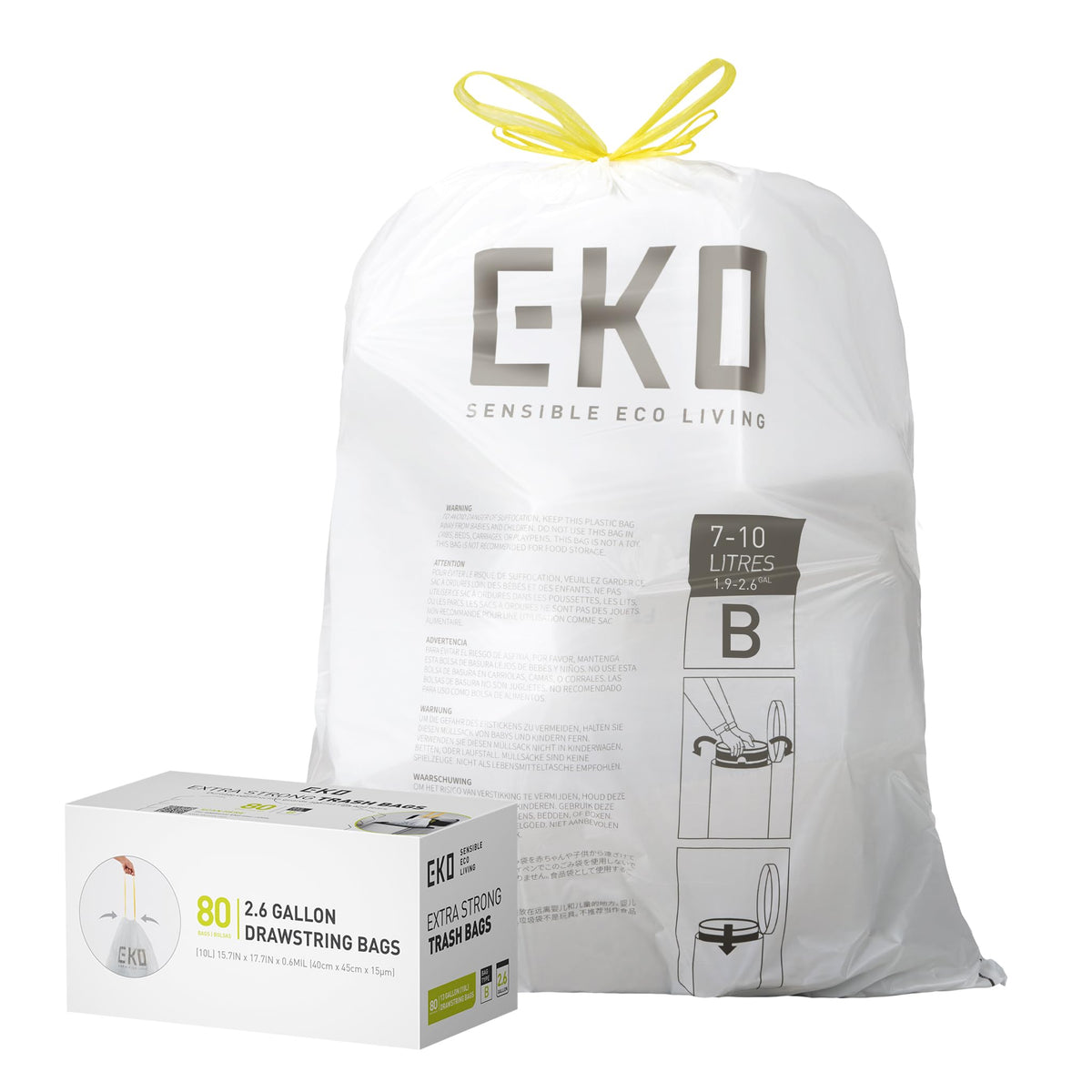 EKO 20 Gallon Extra-Strong XL Tall Kitchen Trash Bags, Code G, 110 ct