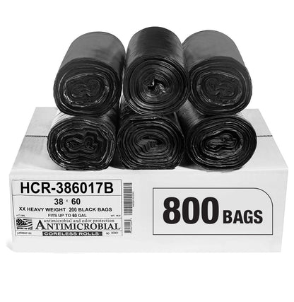 Aluf Plastics 60 Gal Black Trash Bags, 22 Micron (EQ.), 38" x 60" (150 Pk)