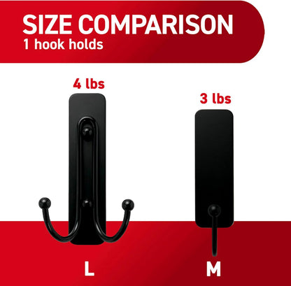 Command Medium Black Hooks, 2 Hooks, 4 Strips